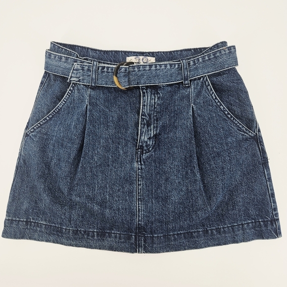 Free People We the Free Pleated Denim Mini Skirt - Picture 2 of 13